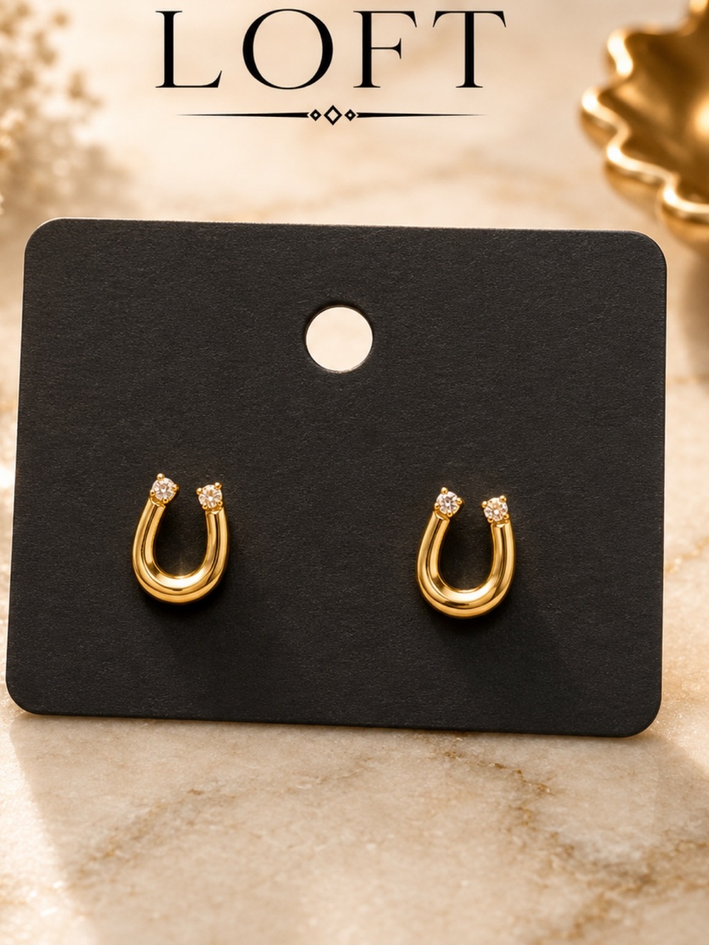 Ann Taylor LOFT Gold Horseshoe Stud Earrings